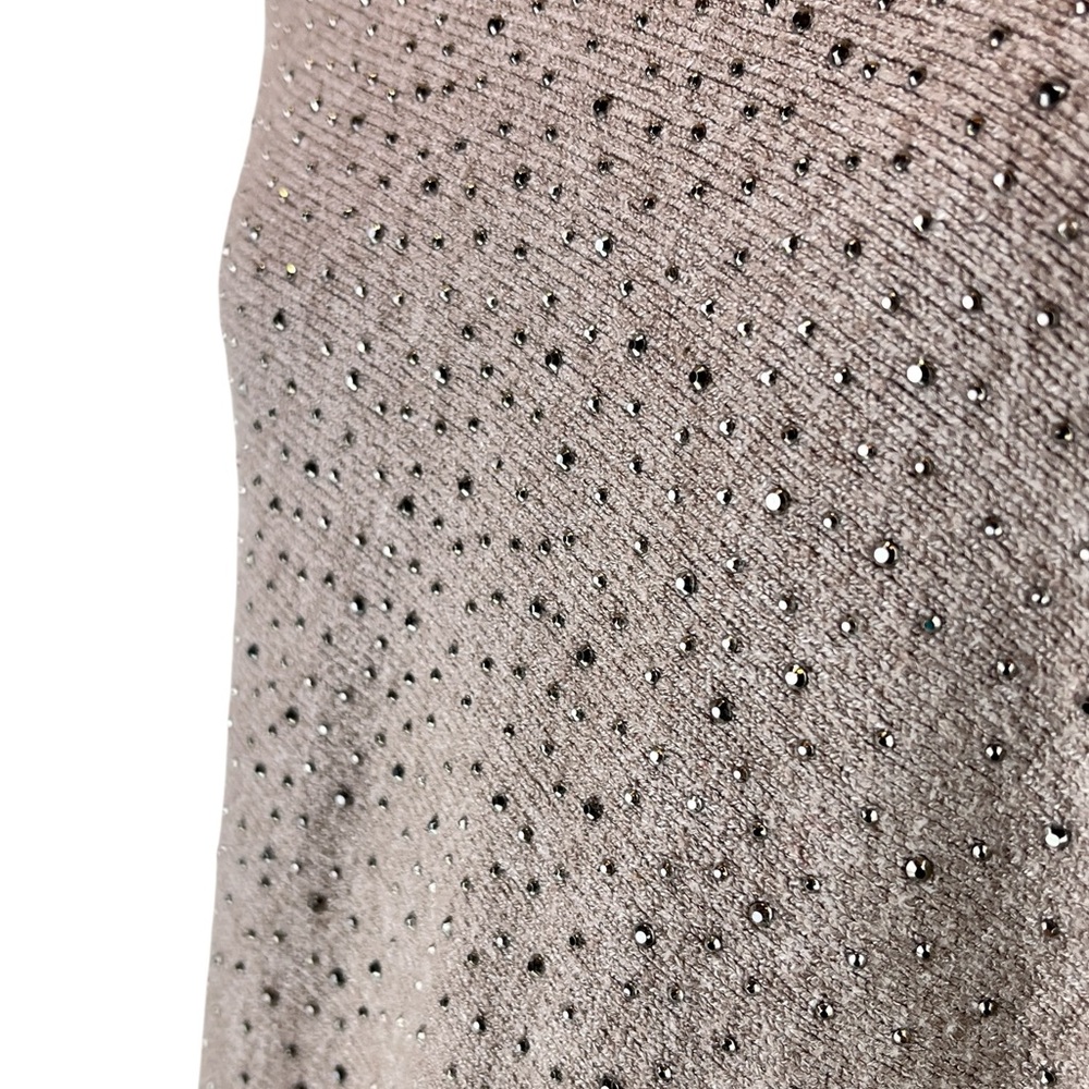NEW Ming Wang Poncho Sweater Taupe Rhinestone Ombré Embellishment O/S NWT - Picture 5 of 15
